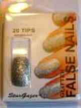 Silver Glitter False Nails