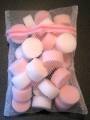 Pink and white sponges in net bag - Large Image